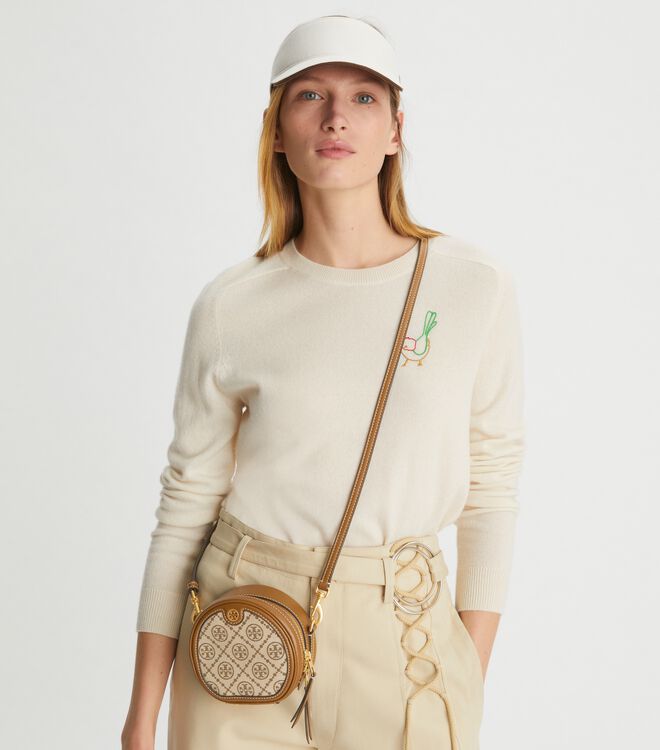 Tory Burch T Monogram Jacquard Moon Crossbody Bag