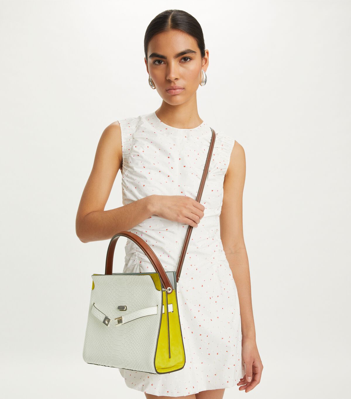 tory burch small lee radziwill snake embossed double bag