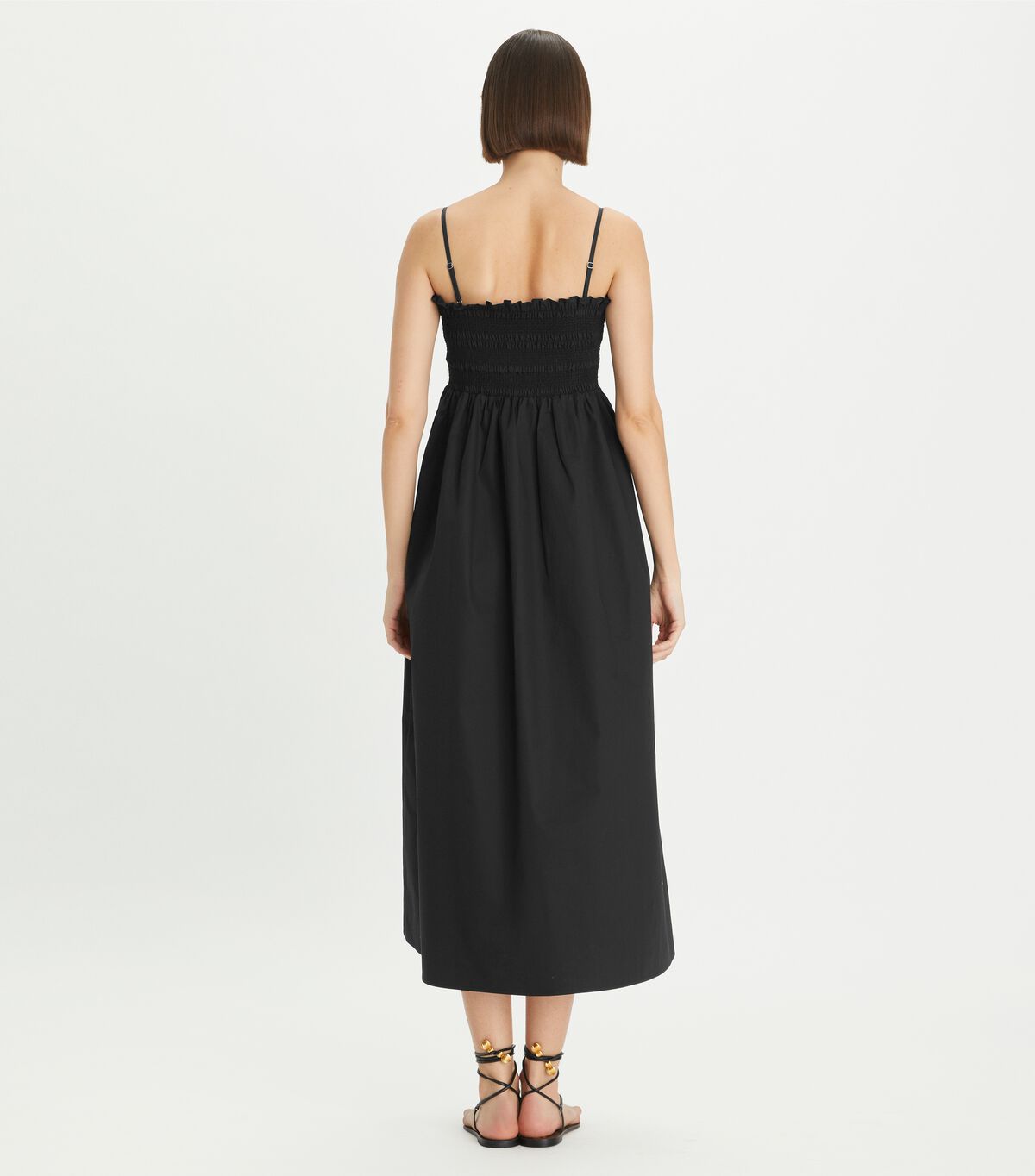 tory burch smocked cotton midi dress