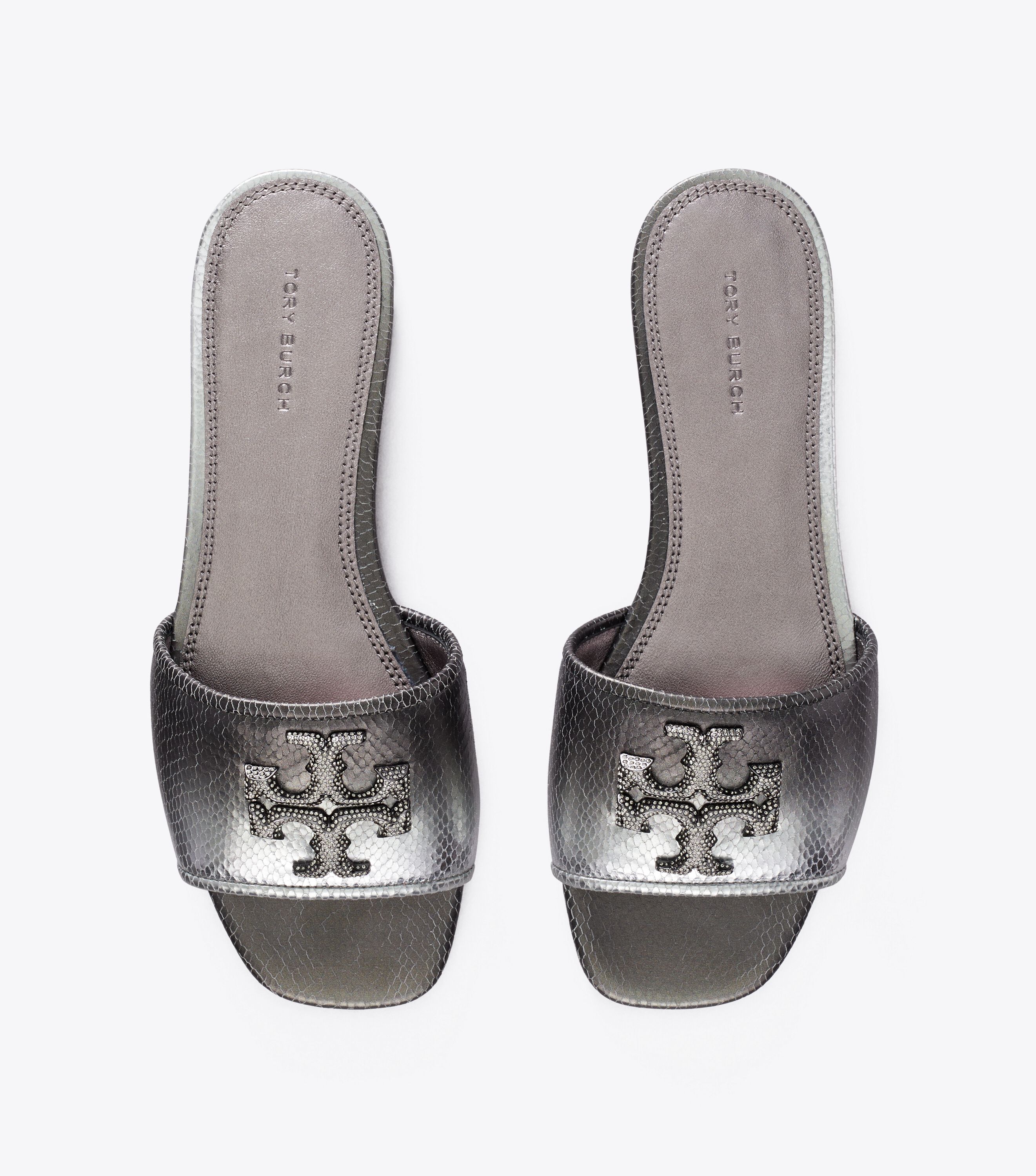 Eleanor Pavé Slide, Wide Fit, Pewter | Tory Burch KW