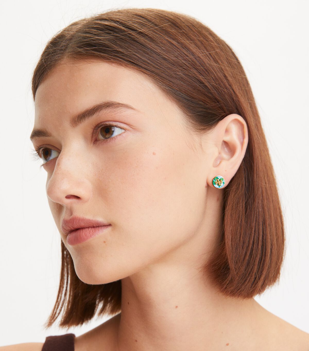 tory burch kira enamel printed circle stud earring