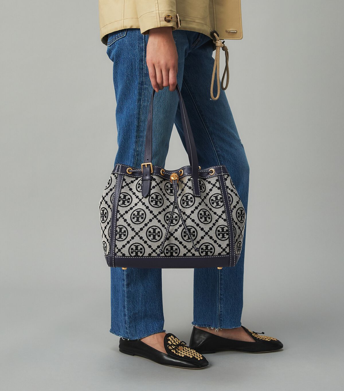 tory burch t monogram jacquard small tote bag