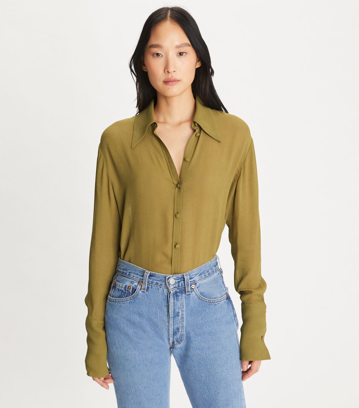 tory burch cuffed viscose shirt