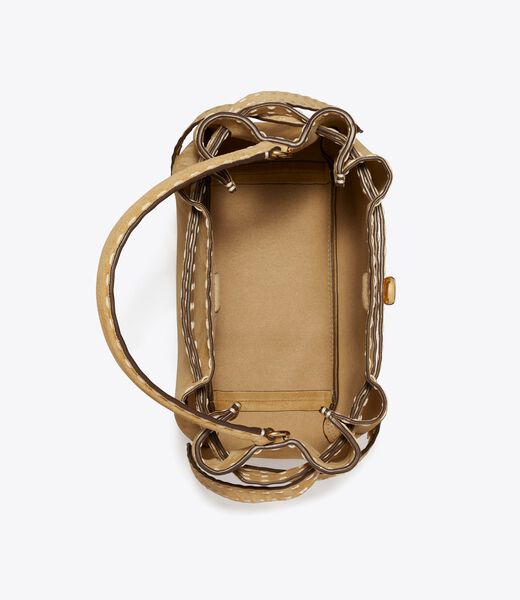 tory burch romy suede pick stitch bucket bag