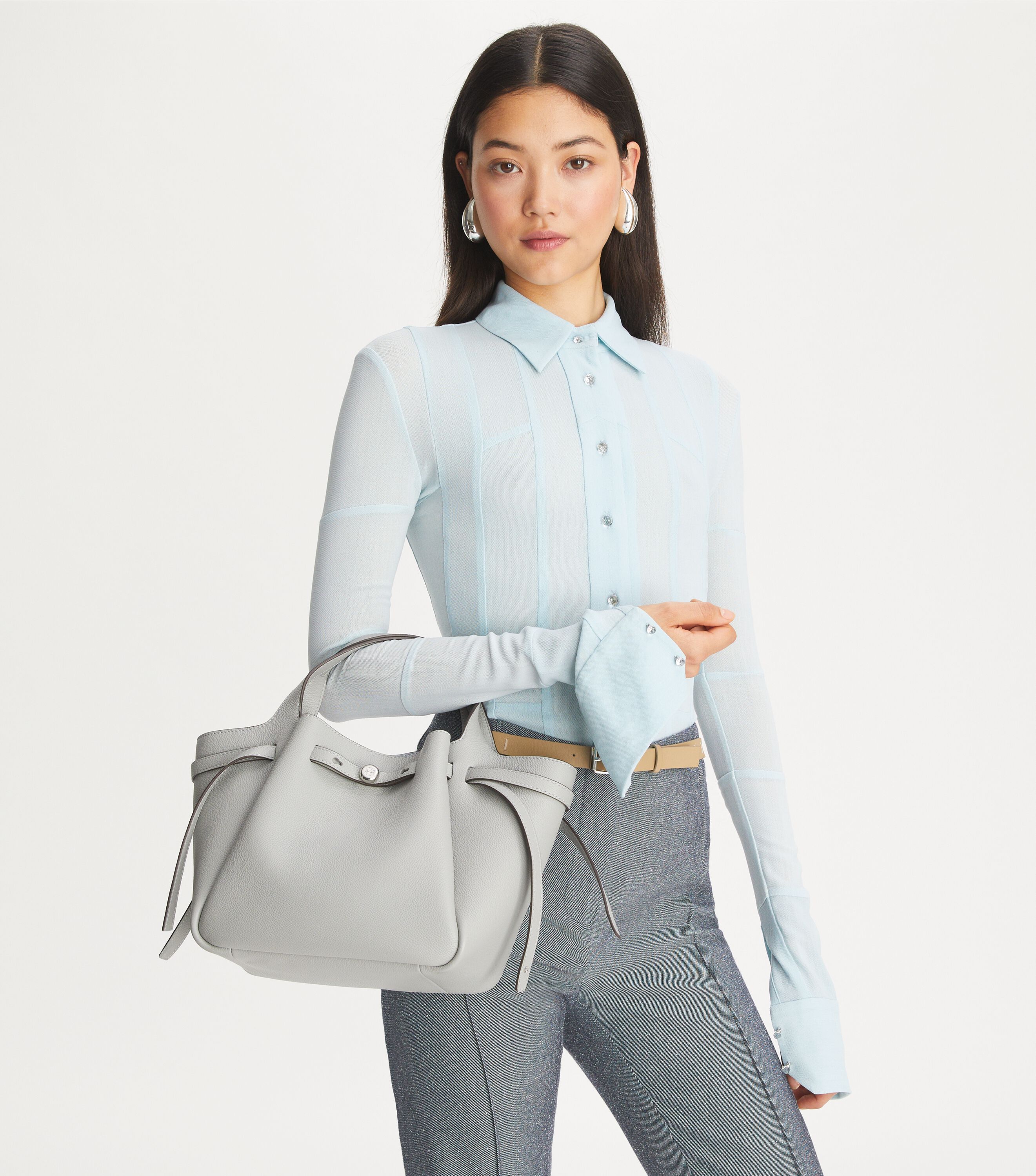 Small Romy Tote, Light Granite | Tory Burch KW