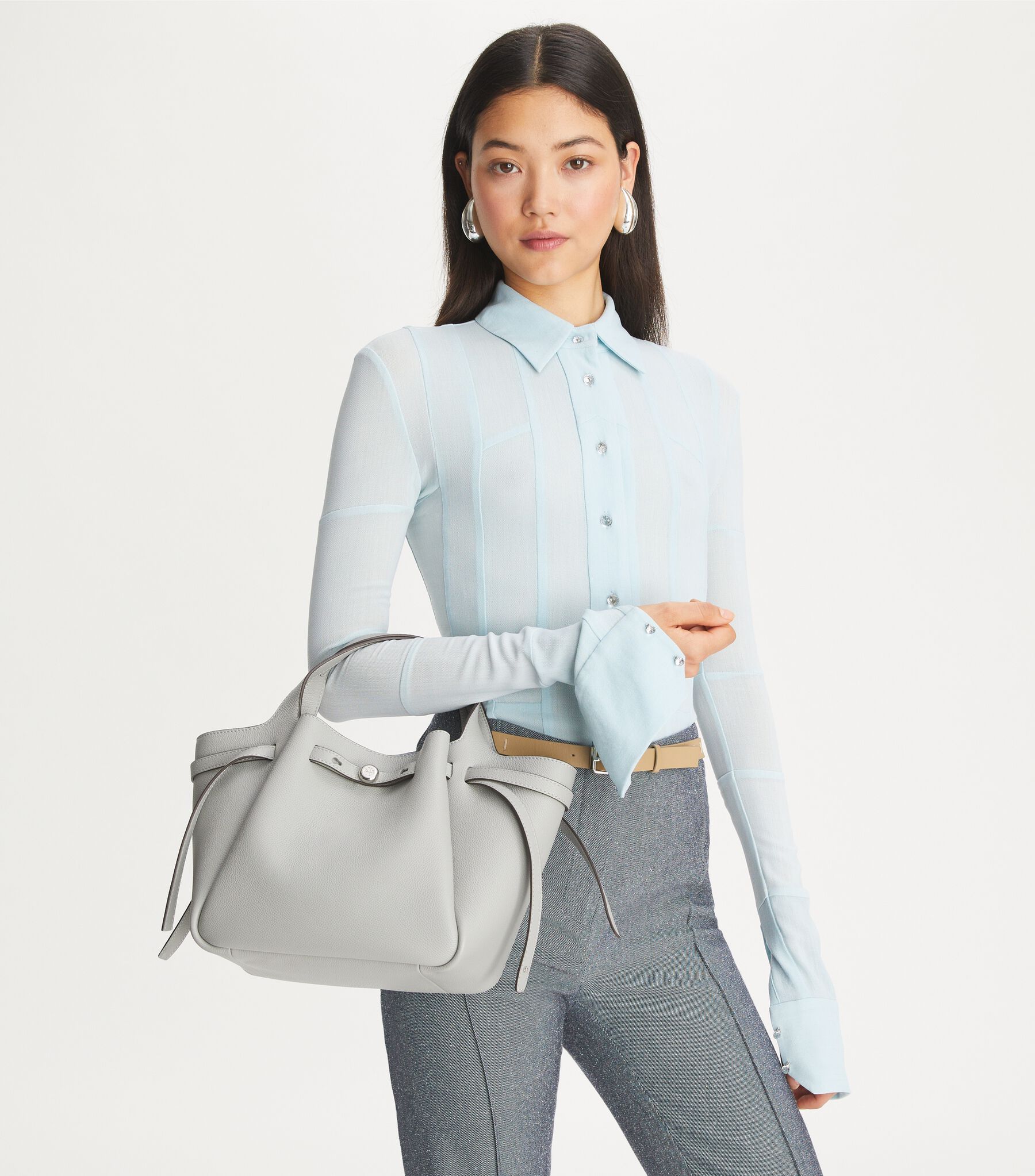 Small Romy Tote, Light Granite | Tory Burch KW