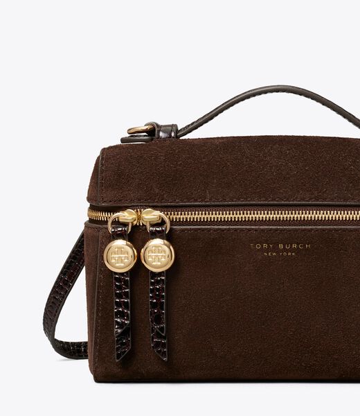 tory burch حقيبة رومي من الشامواه ذات المقبض العلوي الرفيع