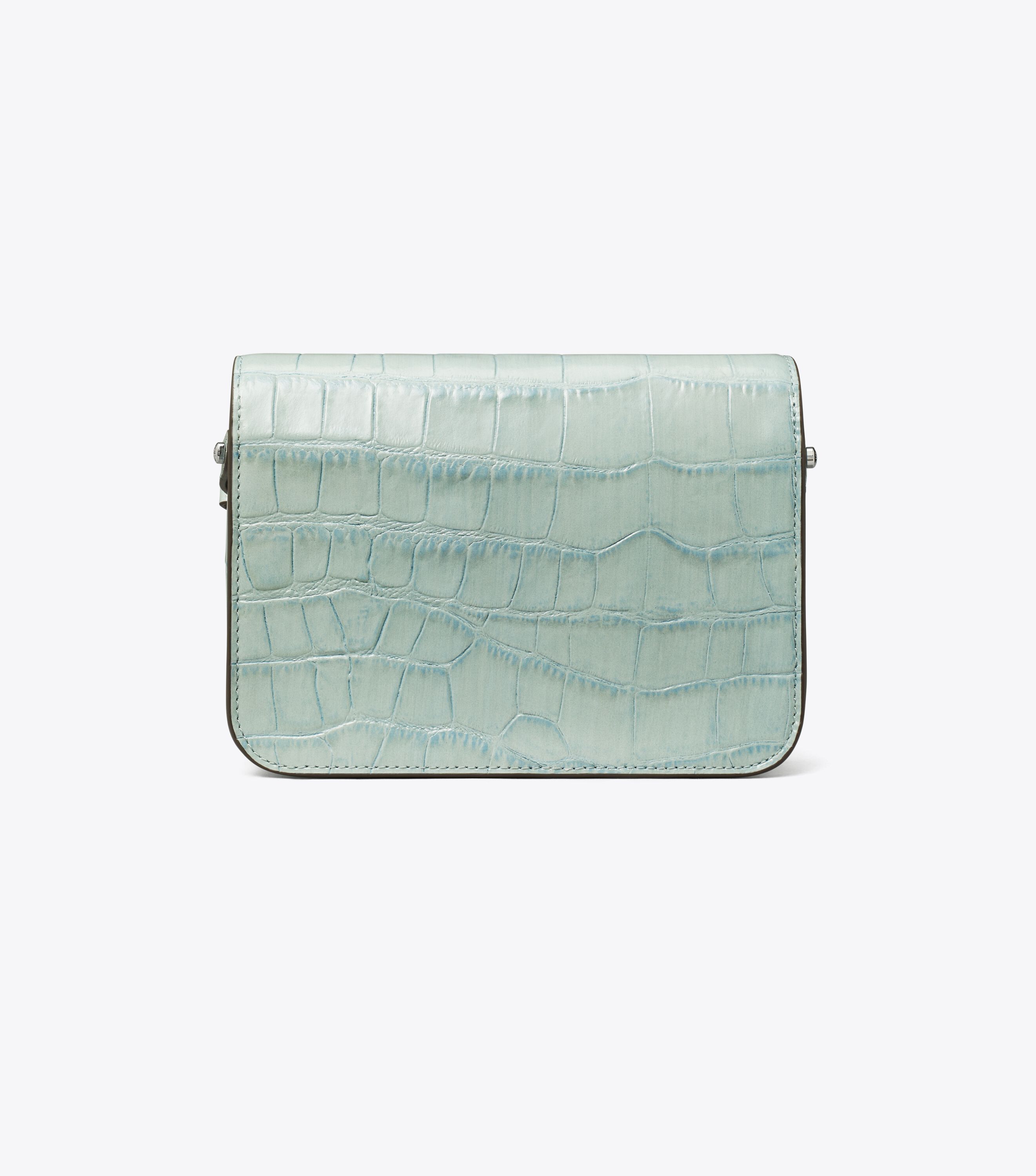 Robinson Croc-Embossed Convertible Shoulder Bag, Blue Celadon