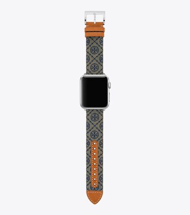 T Monogram Band for Apple Watch, Navy Leather, 38 MM – 40 MM