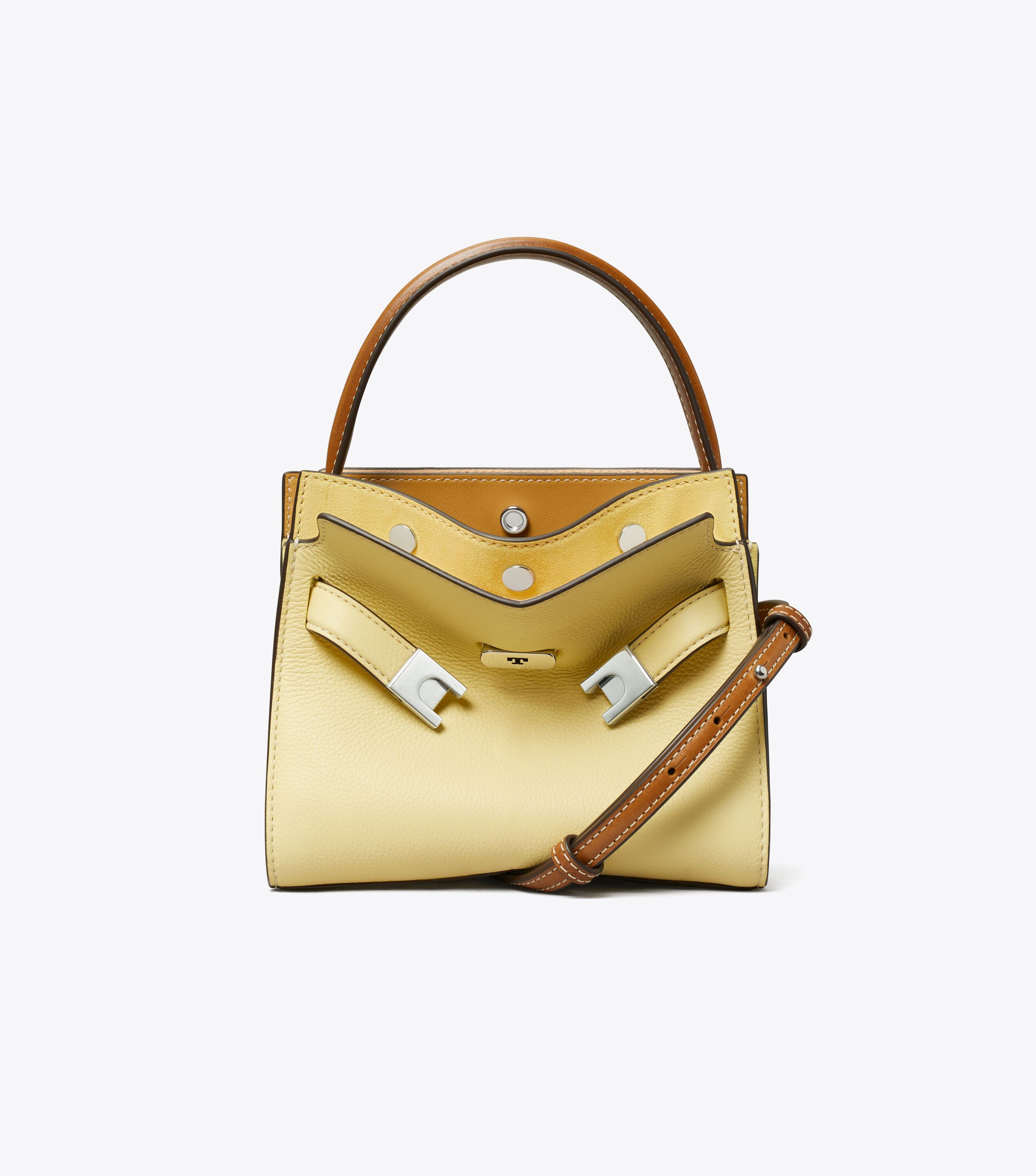 Petite Lee Radziwill Pebbled Double Bag, Lemon Sugar | Tory Burch KW