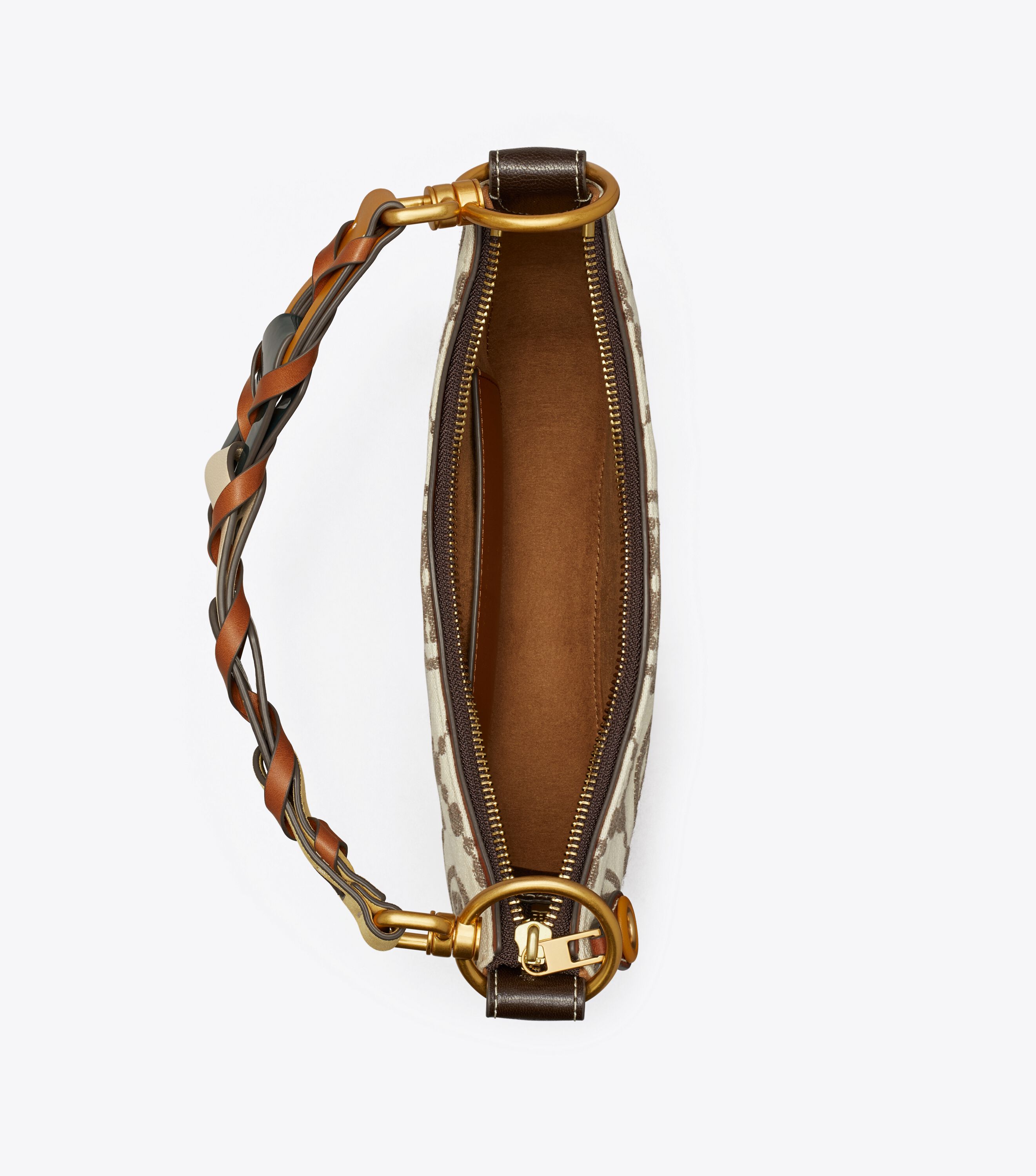T Monogram Grommet Mini Crescent Bag, Greggio | Tory Burch KW