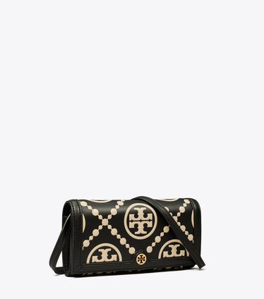 T Monogram Contrast Embossed Wallet Crossbody Bag