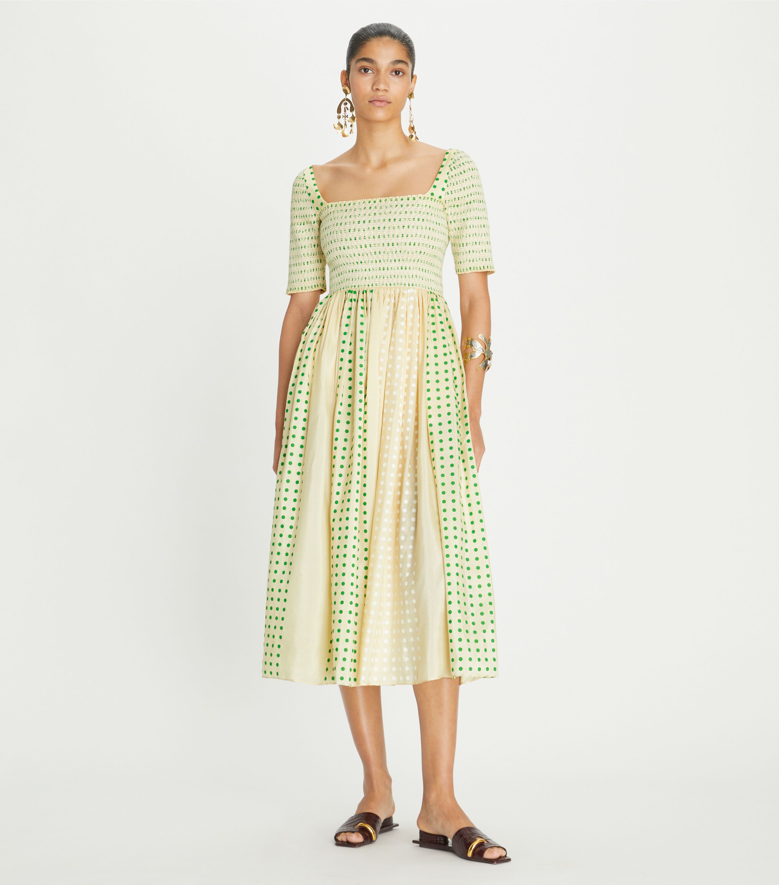 Tory burch printed smocked dress cheap