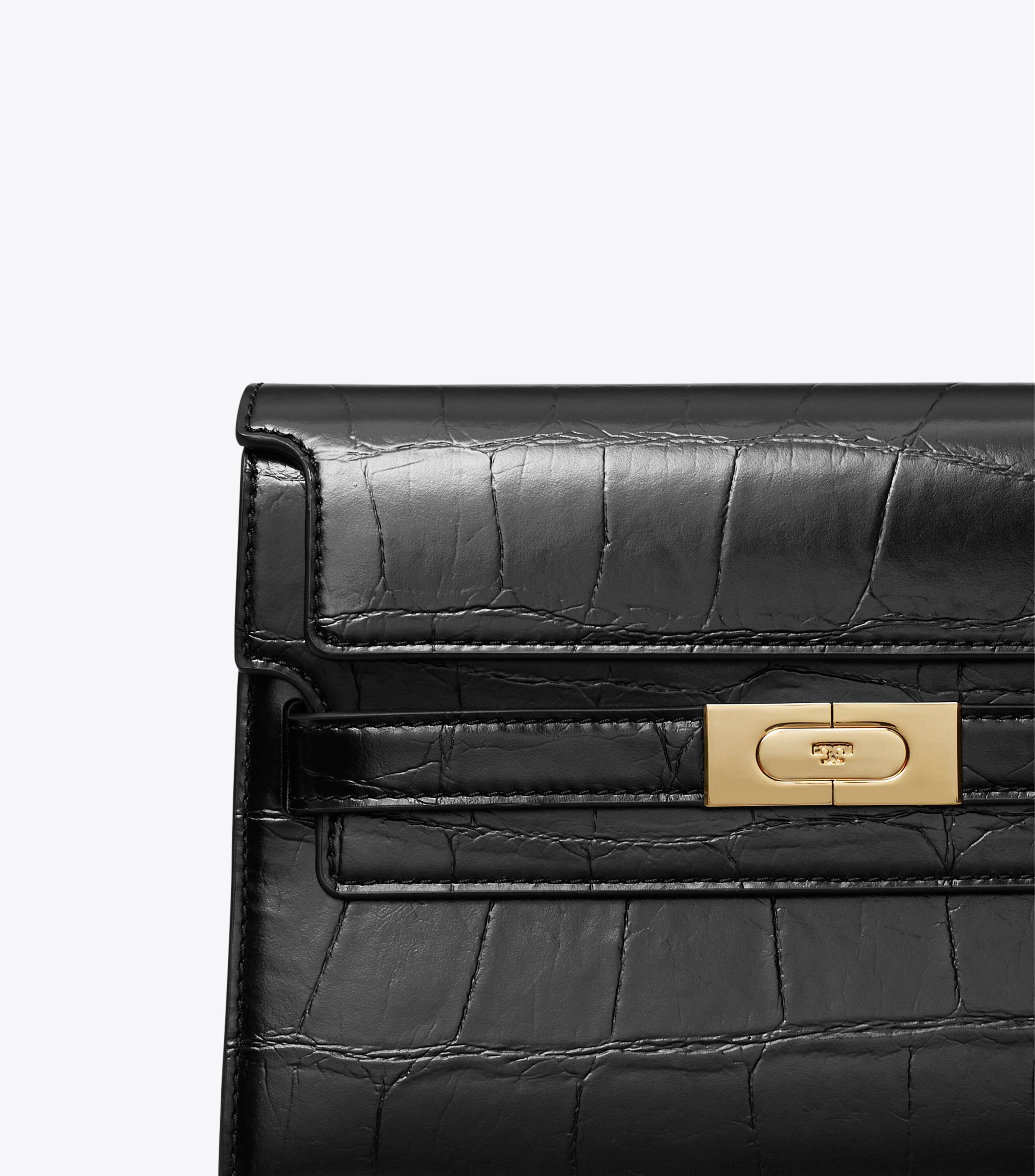 Lee Radziwill Croc-Embossed Shoulder Bag, Black | Tory Burch KW