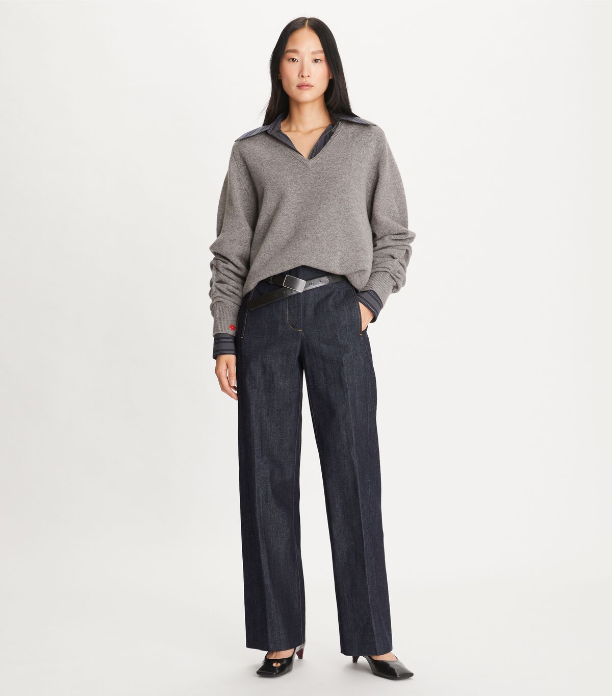 tory burch wool v neck sweater