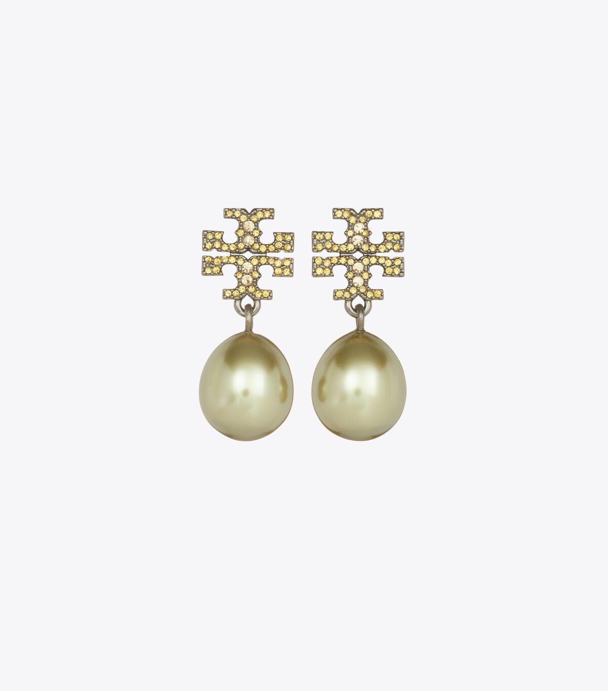 tory burch moondance pearl and pav  drop earrings