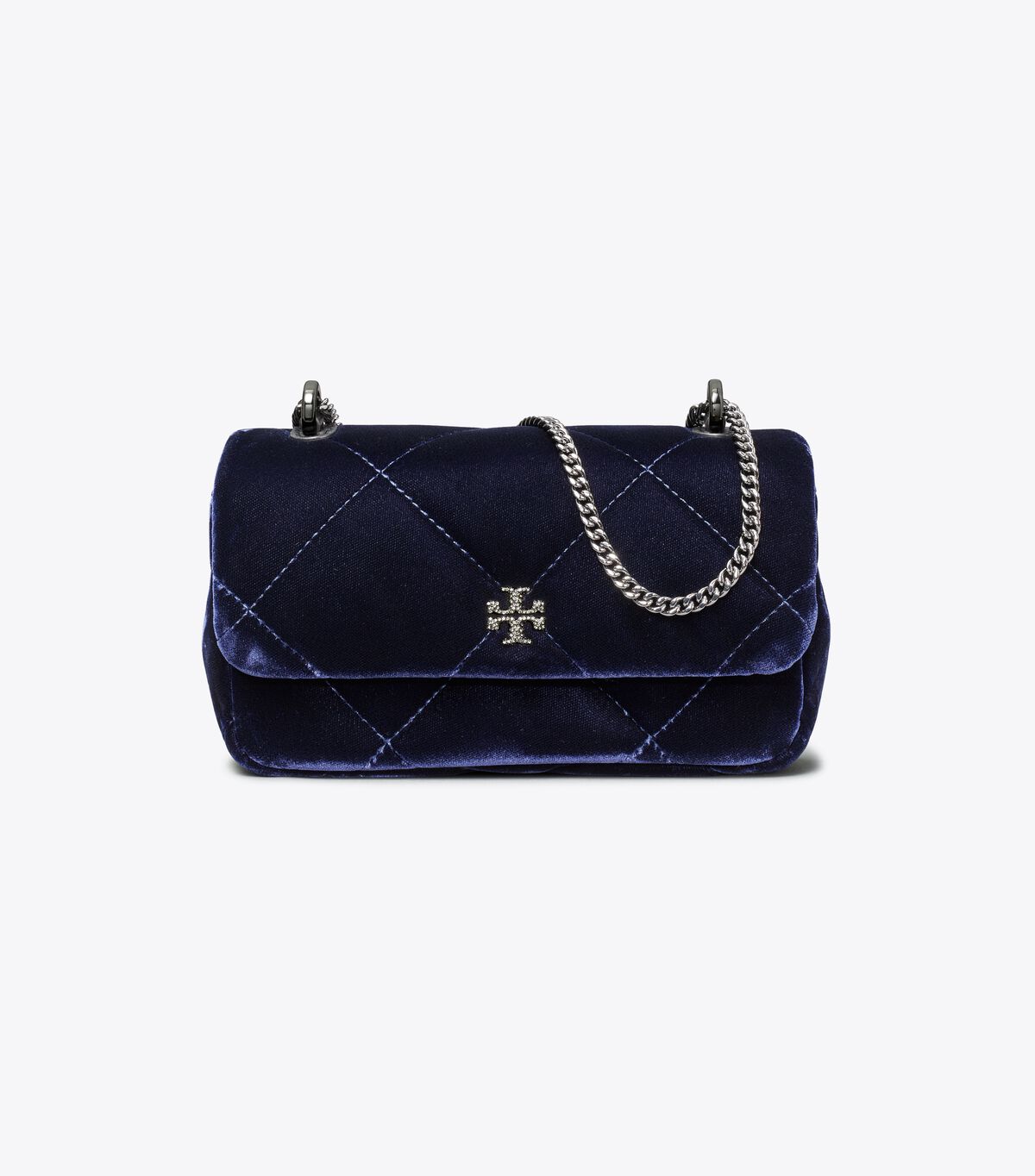 tory burch mini kira diamond quilt velvet pave flap bag