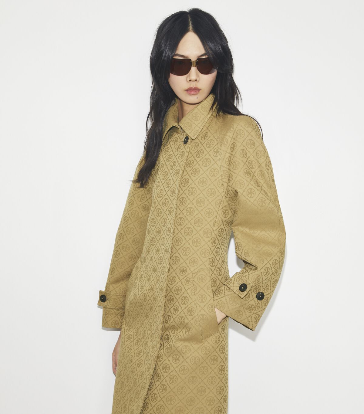 tory burch t monogram jacquard trench coat