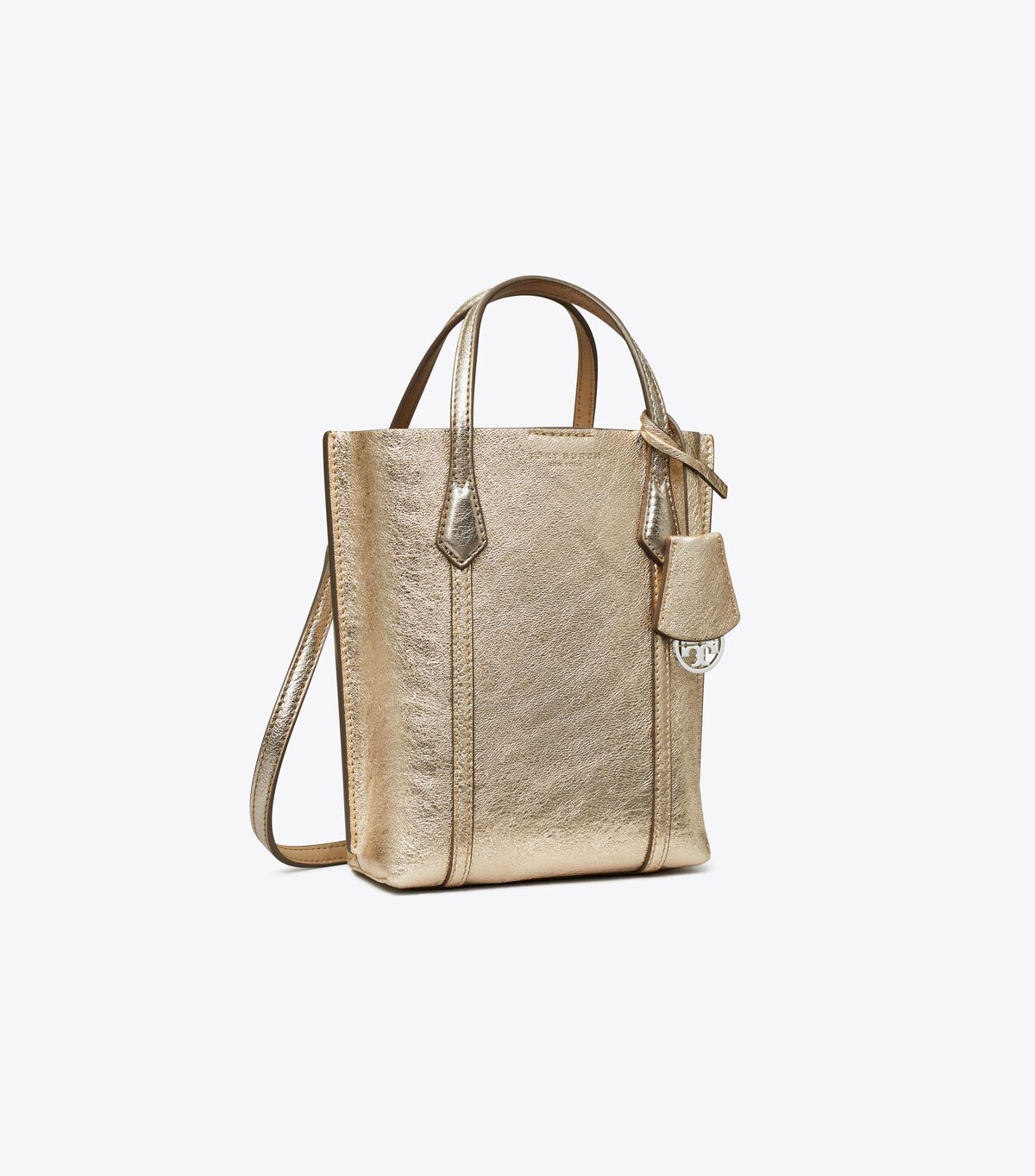 tory burch mini perry metallic tote