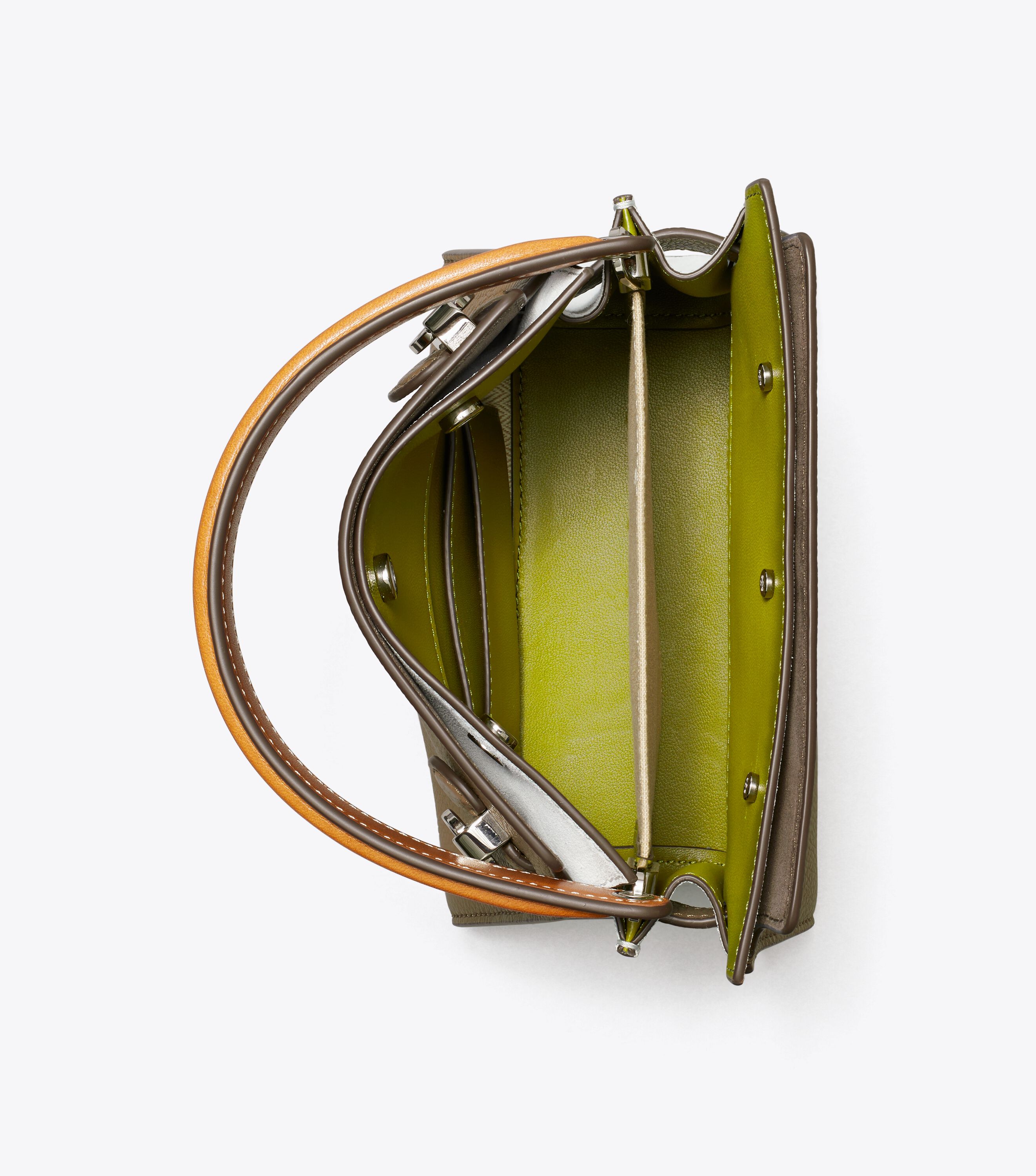 Petite Lee Radziwill Colorblock Pebbled Double Bag, Wild Mushroom