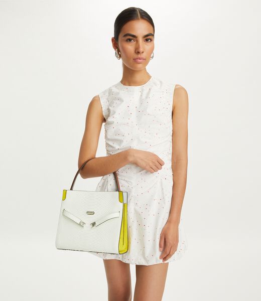 tory burch small lee radziwill snake embossed double bag