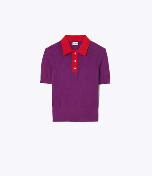 tory burch cotton pointelle polo