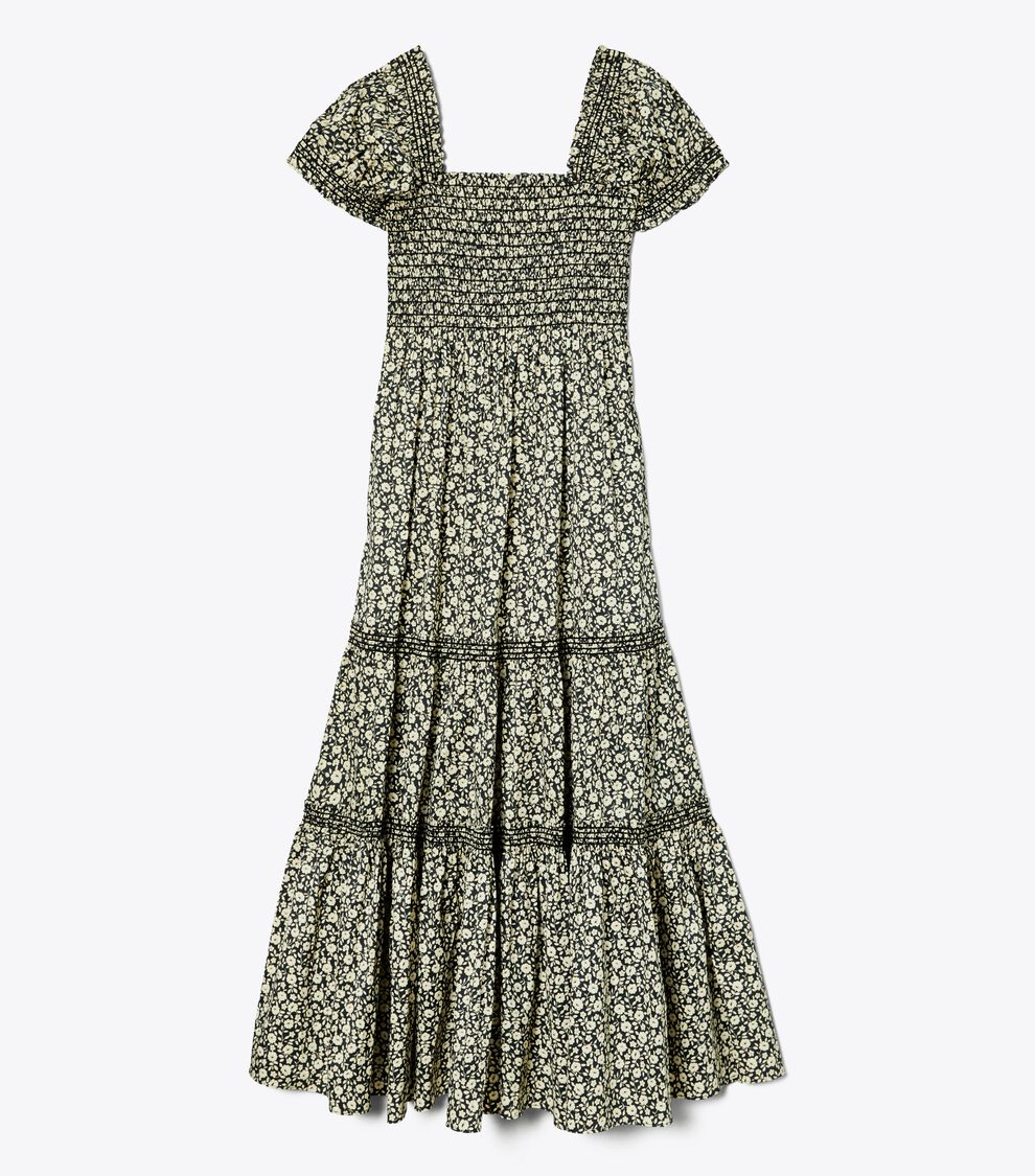 knee length dresses for ladies Medium Navy Smocked Cotton Dress main image 1