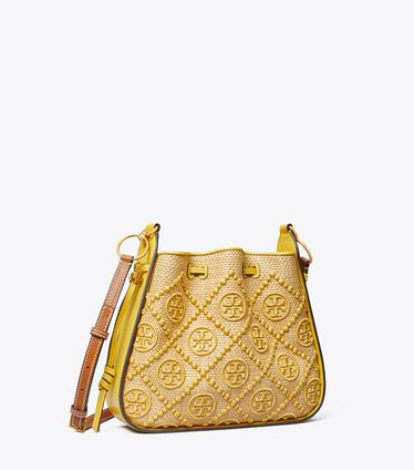T Monogram Straw Bell Bag