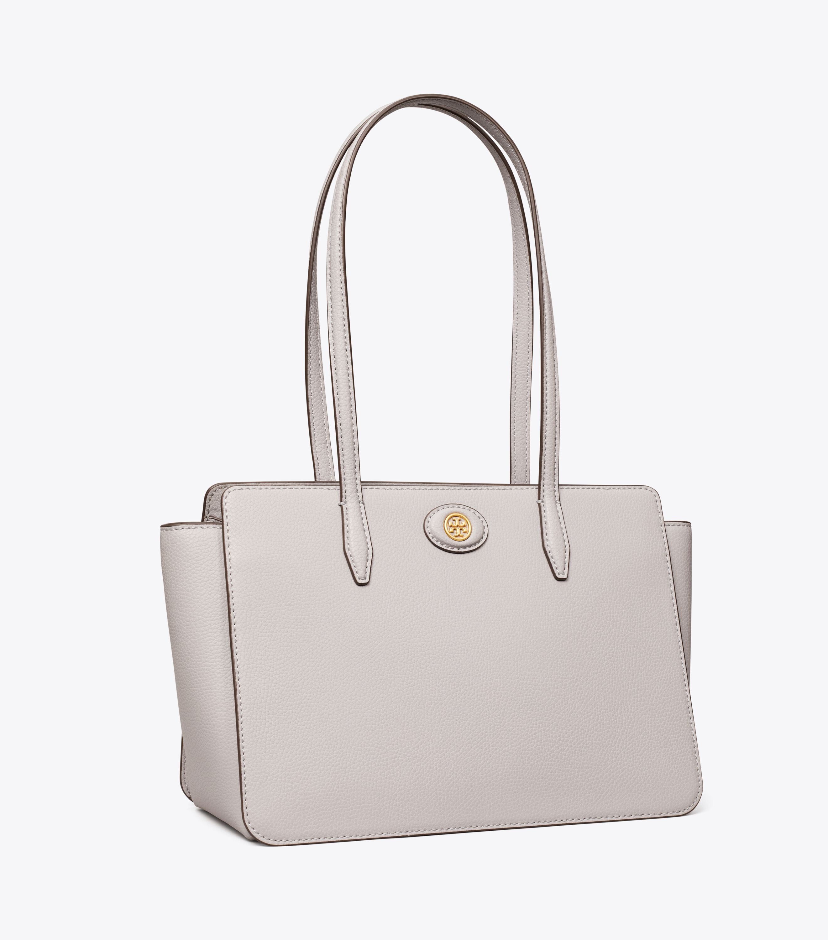 Small Robinson Pebbled Tote, Bay Gray | Tory Burch KW