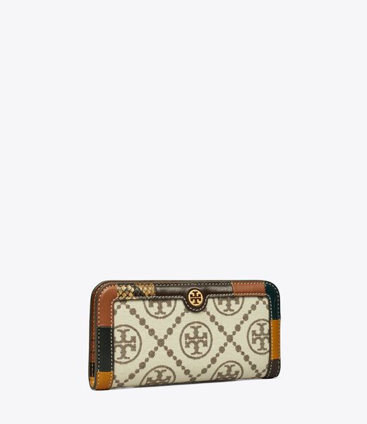 T Monogram Grommet Zip Slim Wallet
