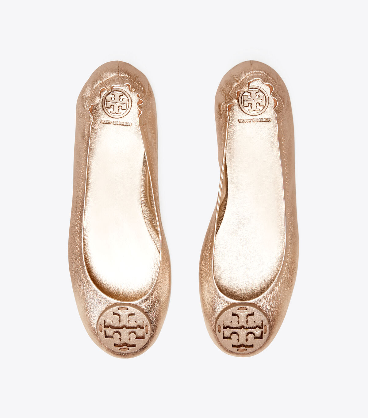tory burch minnie travel ballet flat  metallic leather