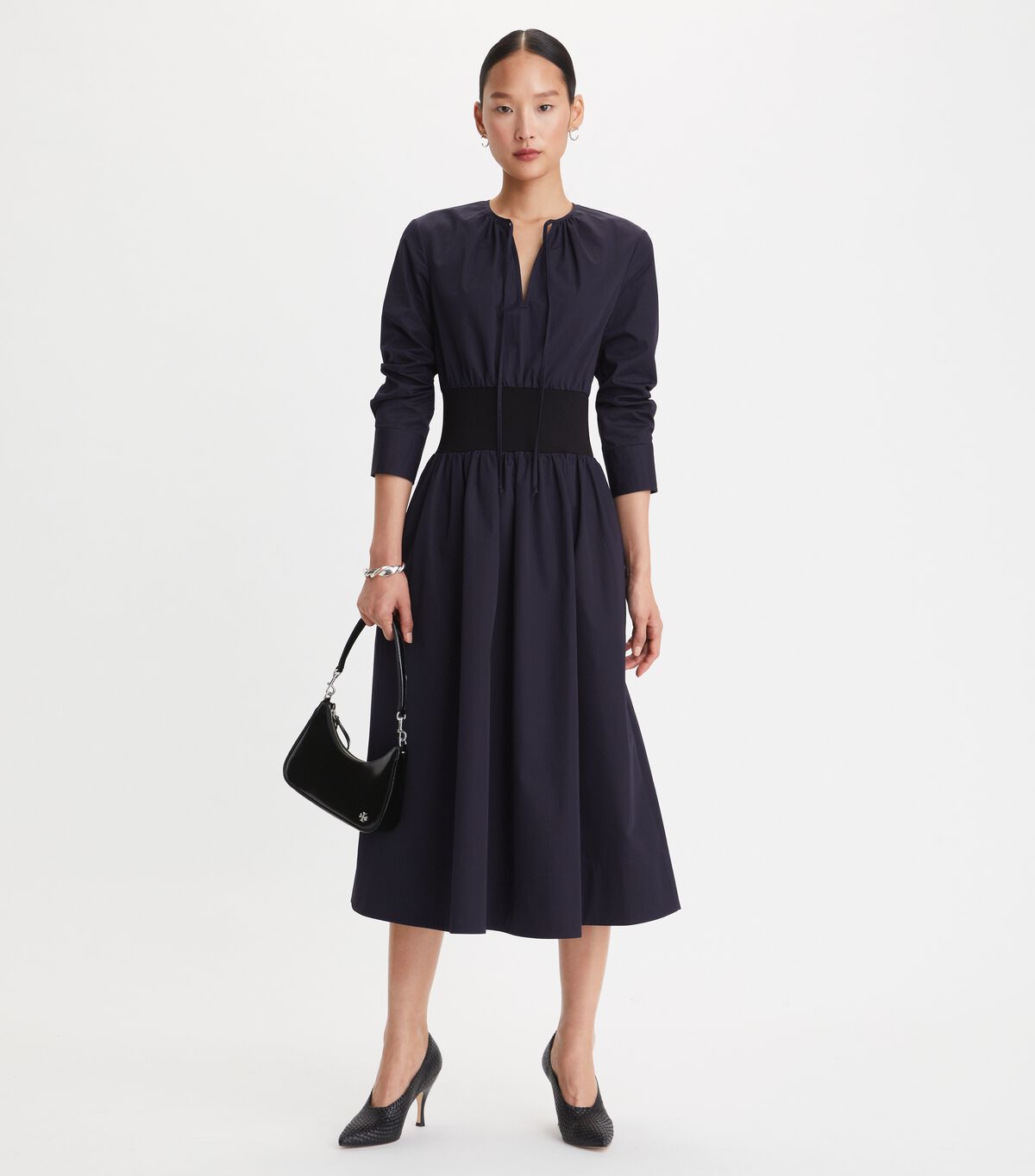 tory burch poplin knit waist dress
