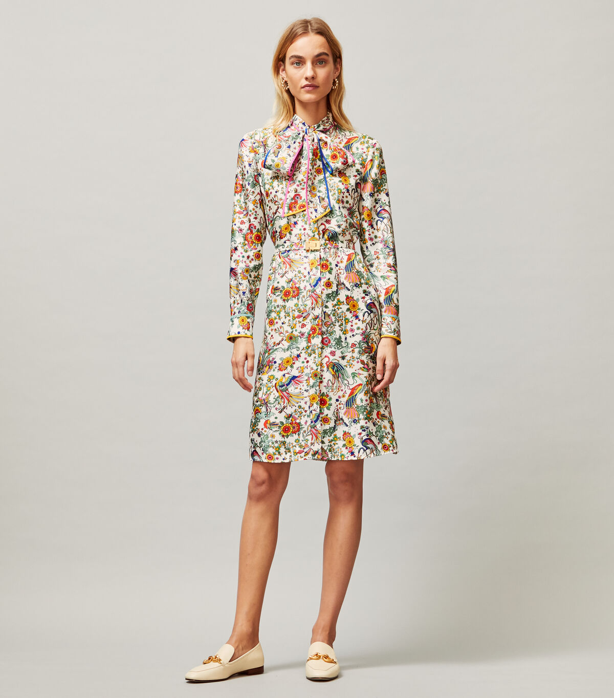 tory burch contrast binding printed shirtdress