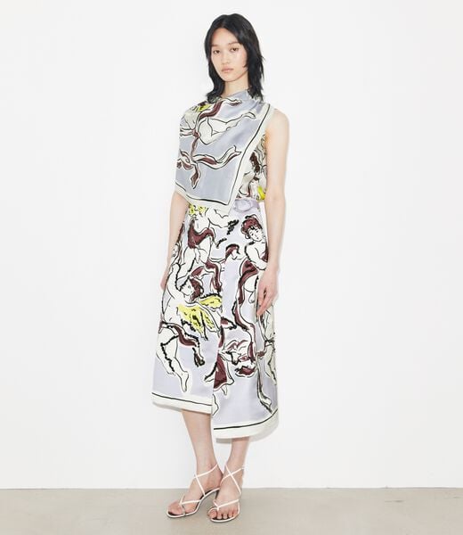 tory burch تنورة ساتان مطبوعة