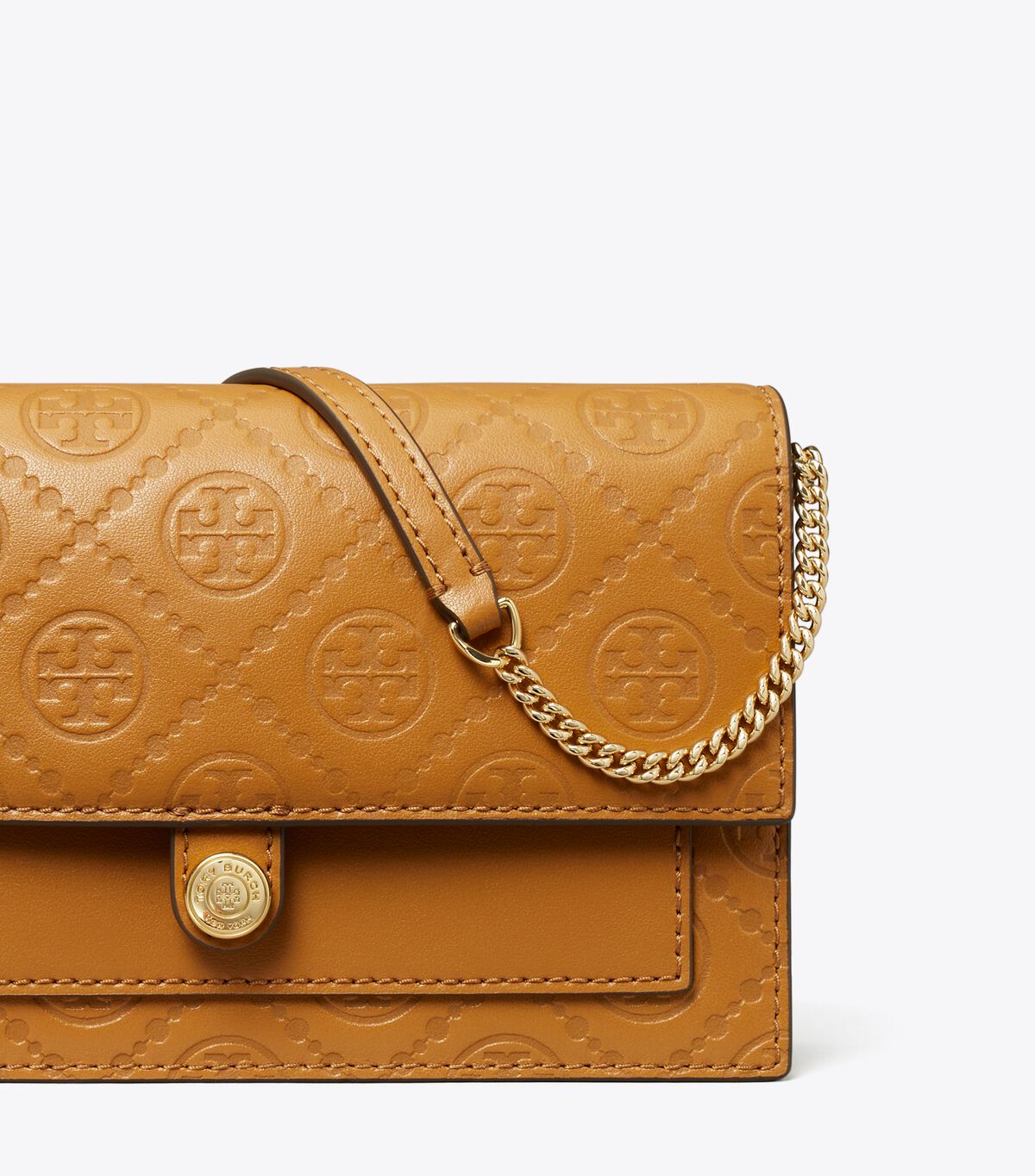 tory burch t monogram leather chain wallet