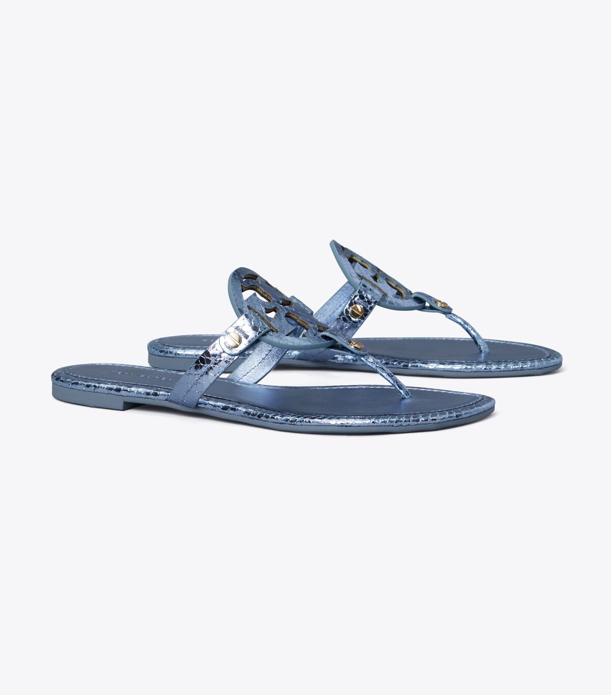 tory burch miller metallic snake embossed leather sandal
