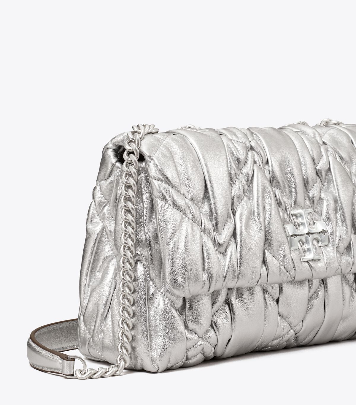 tory burch small kira metallic diamond ruched convertible shoulder bag