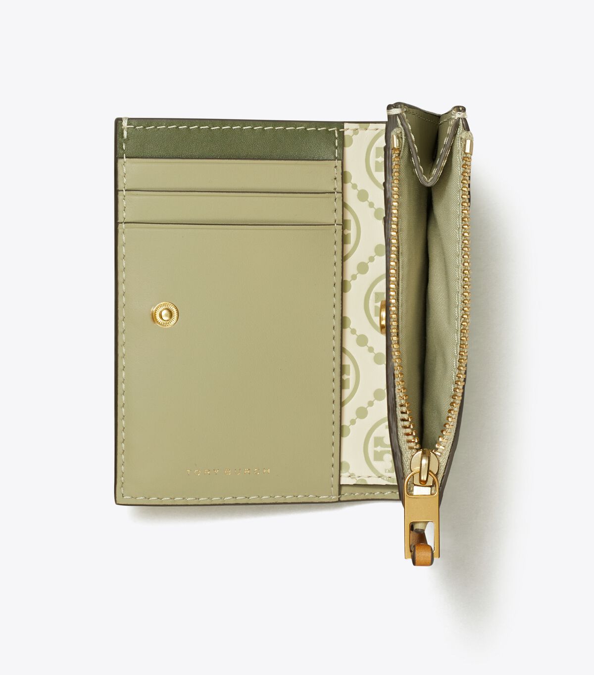 tory burch t monogram contrast embossed bi fold wallet