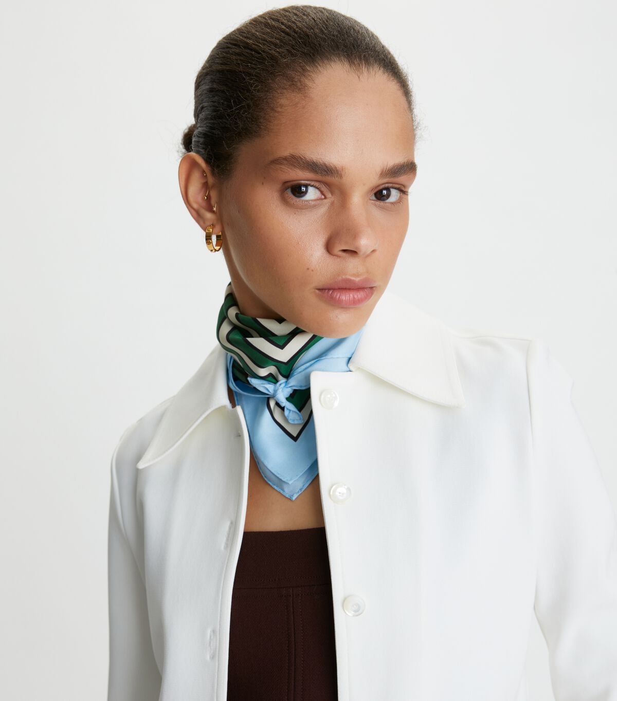 tory burch illusion stripe silk neckerchief