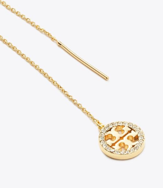 tory burch أقراط أيقونة باف خيطية مرصعة بالجواهر