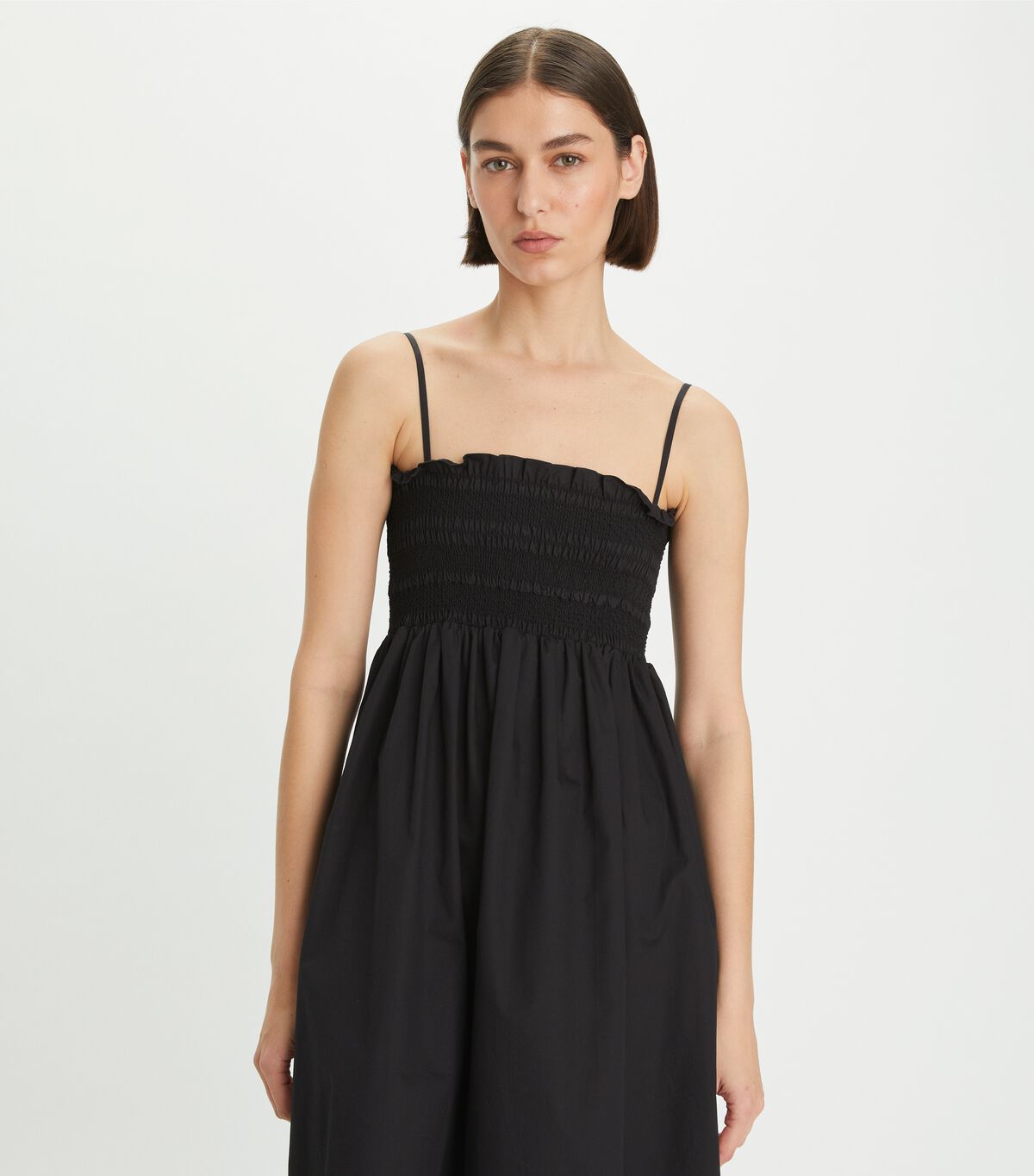 tory burch smocked cotton midi dress