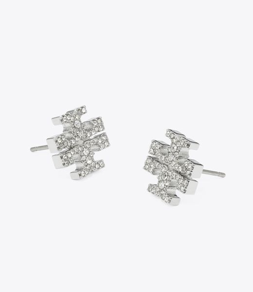 tory burch icon pave stud earrings