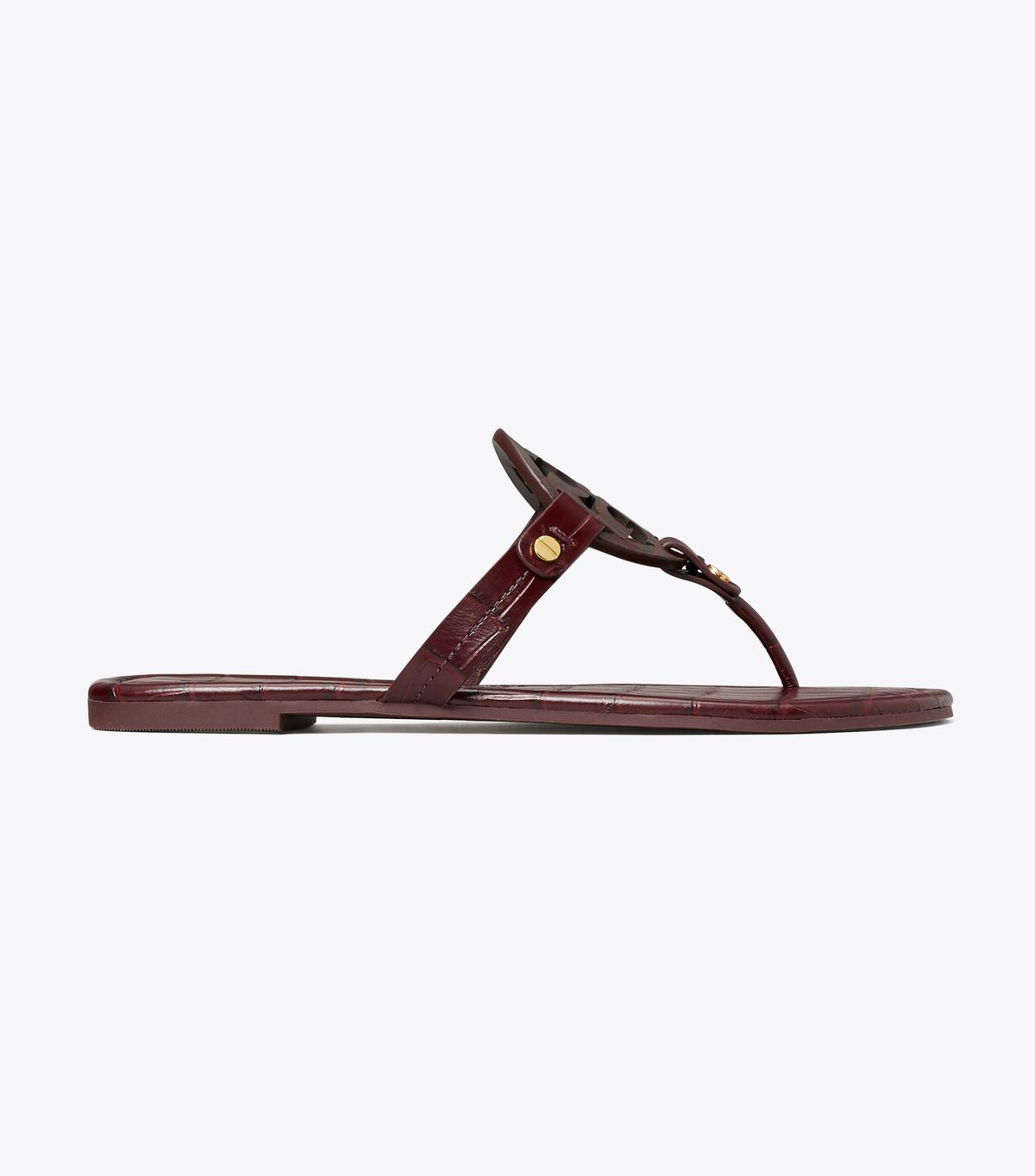 tory burch miller croc embossed leather sandal