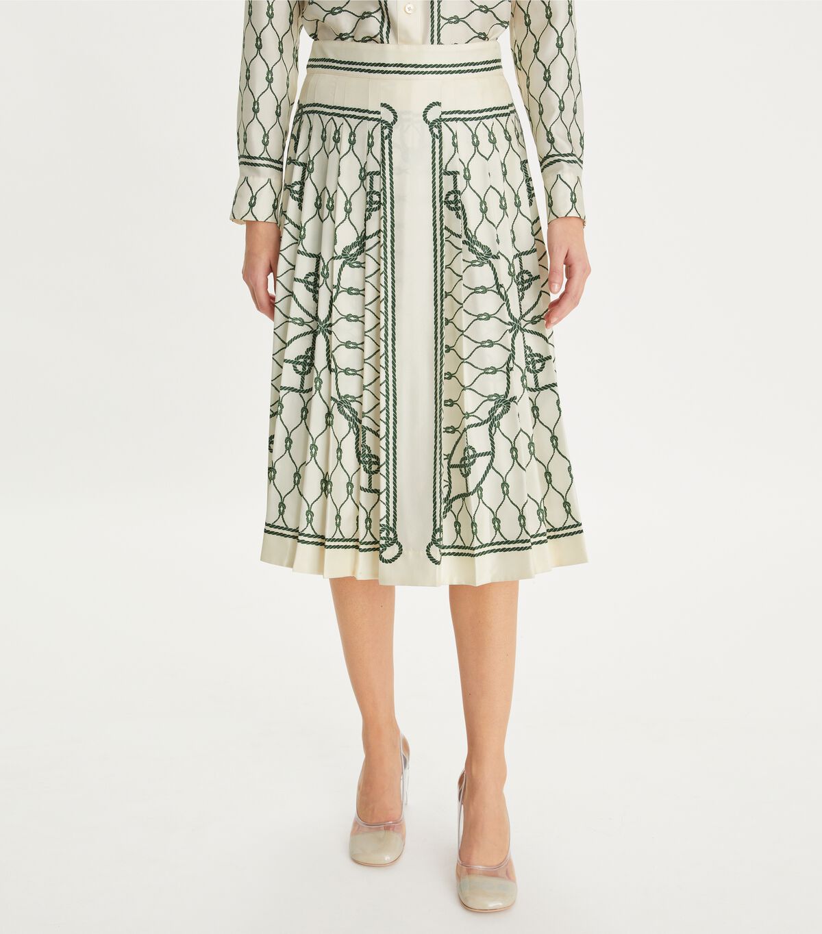 tory burch printed pleated silk skirt