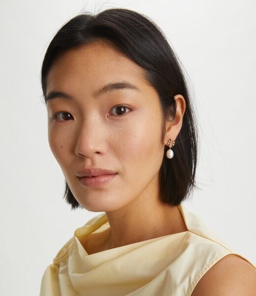 tory burch kira pave pearl drop earring