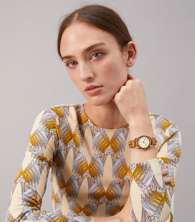 Ravello Watch Gift Set, Black/Brown Leather, Gold-Tone Stainless Steel, 32  Mm | Accessories | Tory Burch