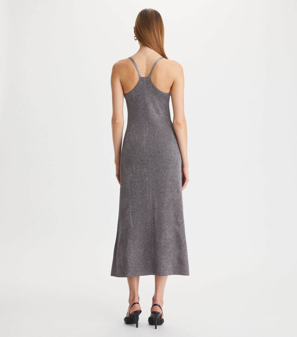 tory burch metallic knitted slip dress
