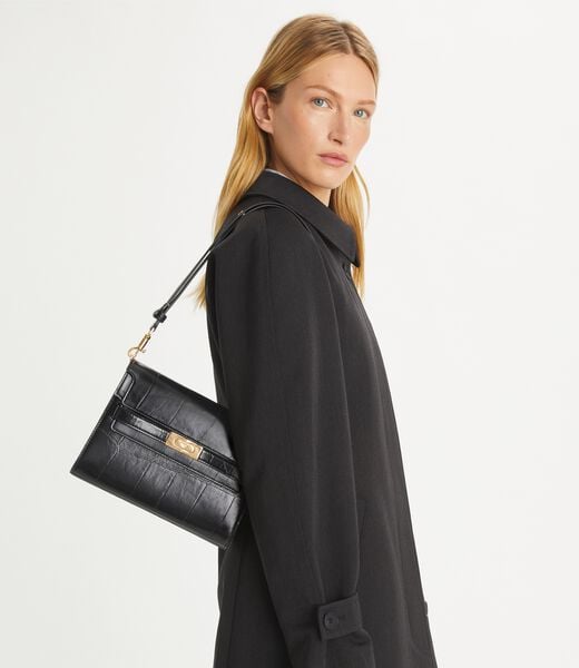 tory burch lee radziwill croc embossed shoulder bag