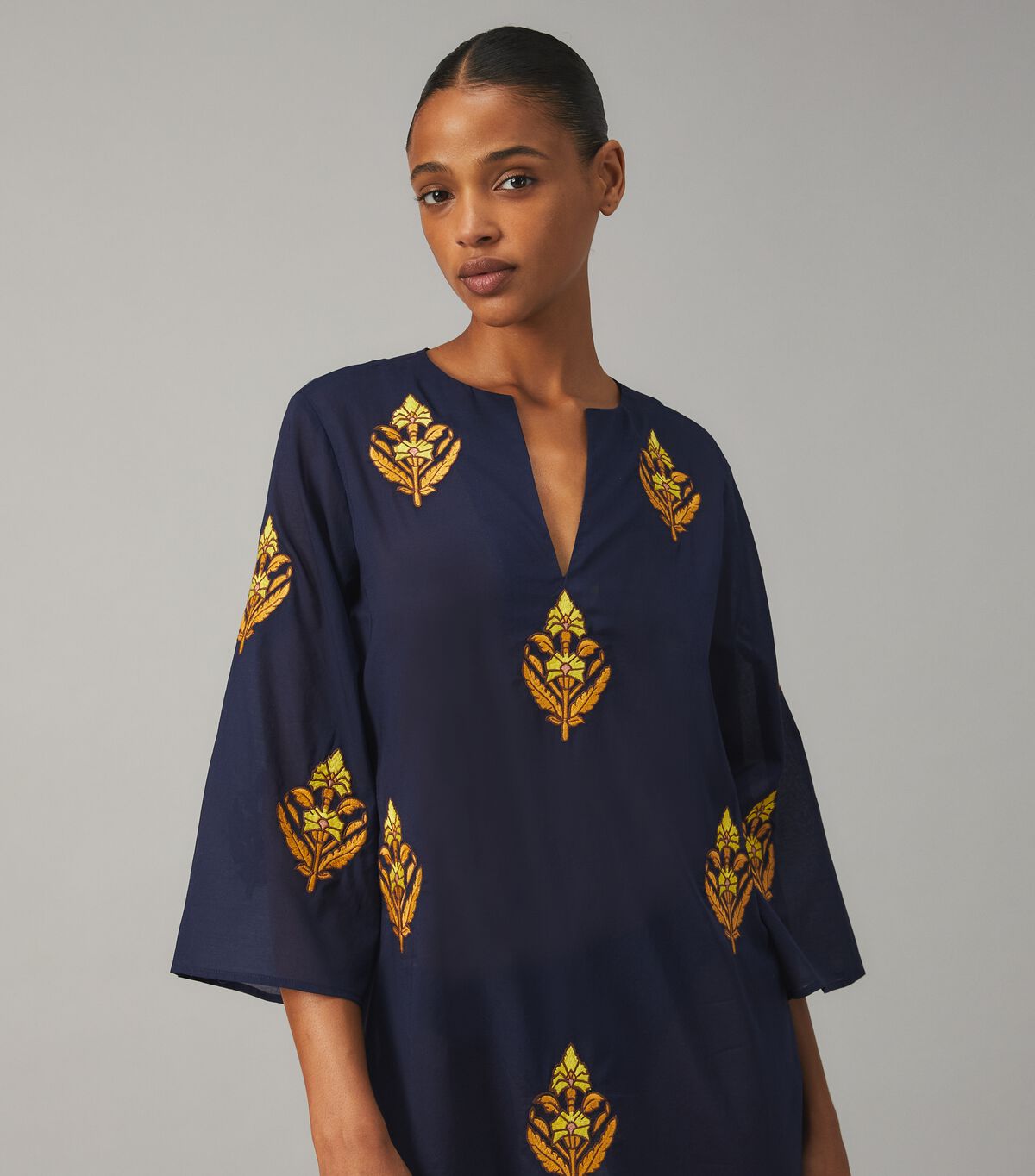 Embroidered Cotton Voile Caftan