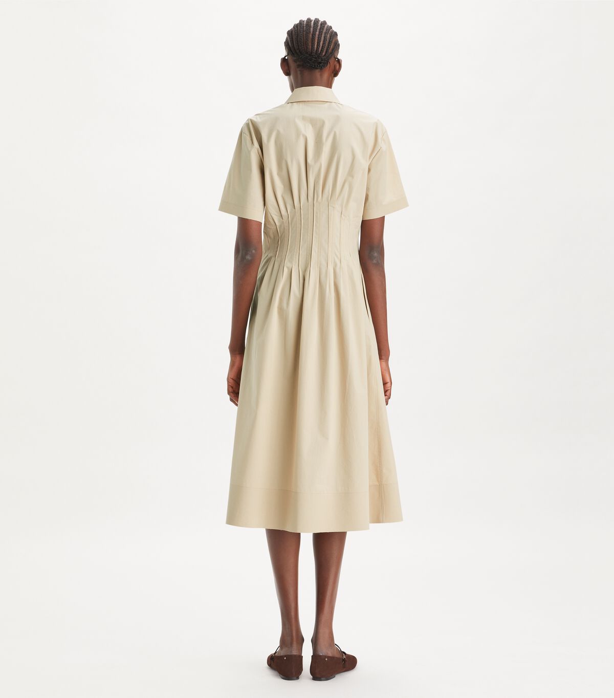 tory burch poplin pleat waist dress